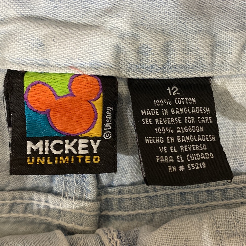 Vintage 90s Mickey Mouse Disney Light Wash Denim High Rise Mom Shorts Be… - Picture 8 of 16